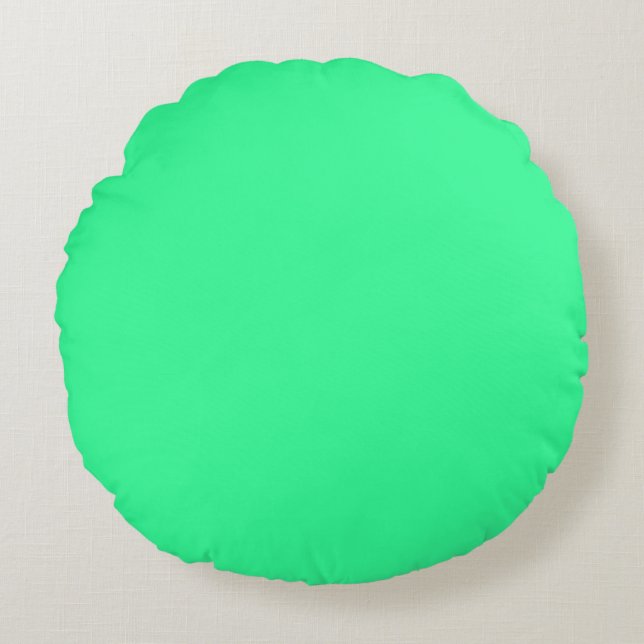 med. Florida Green Blue solid plain colour Custom Round Pillow (Front)