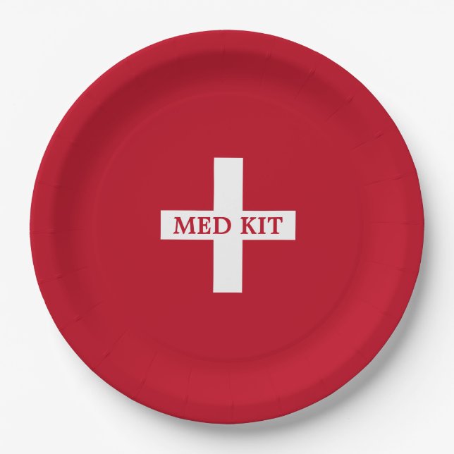 Med Kit Dart Gun Birthday Party Supply  Paper Plate (Front)