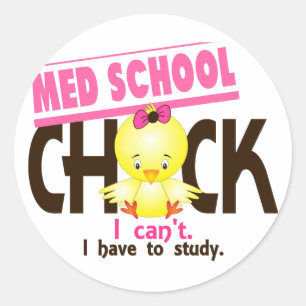 Med School Chick 1 Classic Round Sticker