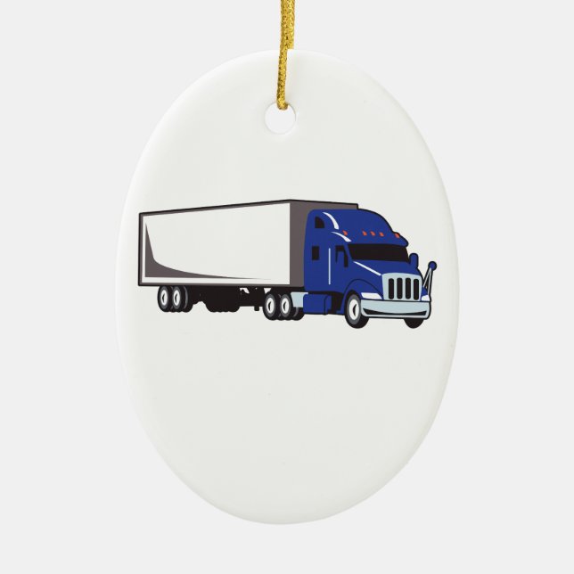 MED SEMI TRUCK CERAMIC ORNAMENT (Front)