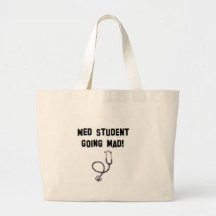 med student going mad large tote bag