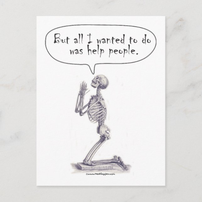 Med Student Skeleton Prayer Postcard (Front)