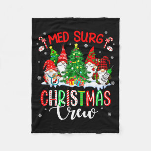 Med Surg Christmas Crew Group Gnomes Decorating Xm Fleece Blanket