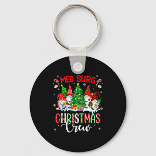 Med Surg Christmas Crew Group Gnomes Decorating Xm Keychain