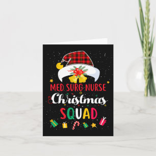 Med Surg Nurse Christmas Squad Santa Hat Match Lon Card