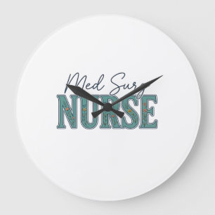 Med Surg Nurse Floral Vintage Engraving Design_1 Large Clock