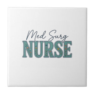Med Surg Nurse Floral Vintage Engraving Design_1 Tile