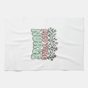 Med Surg Nurse Floral Vintage Vector Design_1 Kitchen Towel