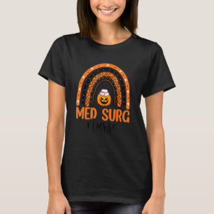 Med Surg Nurse Halloween Rainbow Leopard Print Nur T-Shirt