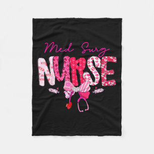 Med Surg Nurse Valentine's Day Stethoscope Coquett Fleece Blanket