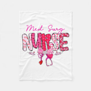 Med Surg Nurse Valentines Day Stethoscope Coquette Fleece Blanket