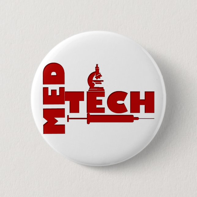 MED TECH MICROSCOPE SYRINGE (MEDICAL TECHNOLOGIST) 2 INCH ROUND BUTTON (Front)