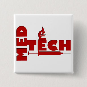 MED TECH MICROSCOPE SYRINGE (MEDICAL TECHNOLOGIST) 2 INCH SQUARE BUTTON