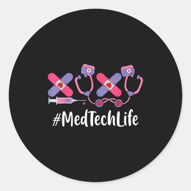 Med Tech Valentines Day Women Heart Stethoscope Ap Classic Round Sticker (Front)