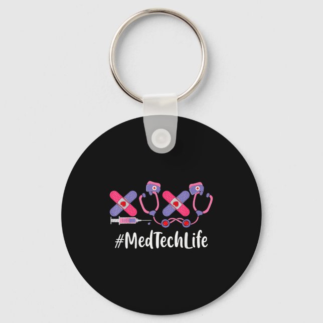 Med Tech Valentines Day Women Heart Stethoscope Ap Keychain (Front)