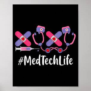 Med Tech Valentines Day Women Heart Stethoscope Ap Poster