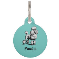 Médaille de chien personnalisée ronde pour Poodle