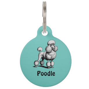Médaille de chien personnalisée ronde pour Poodle