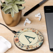 Médaille de fleurs vintages : initiale personnalis