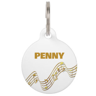 Médaille ronde notes de musique pour animaux