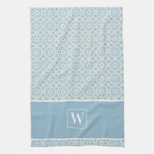 Médaillon bleu personnalisé Monogramme Serviette d