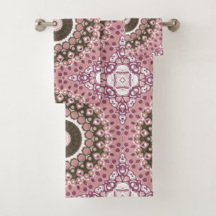 Médaillon de kaléidoscope rose et Brown Mandala