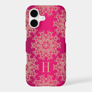 Médaillon Exotique Fuchsia et Or Monogrammé