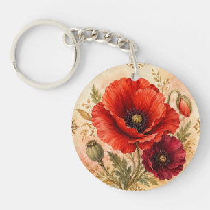 Médaillon floral au coquelicot écarlate élégant