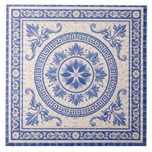 Médaillon Floral Grec – Carreau de Céramique Décor