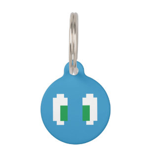 Médaillon Pour Animaux 8 Bits Pixel Manga Yeux verts