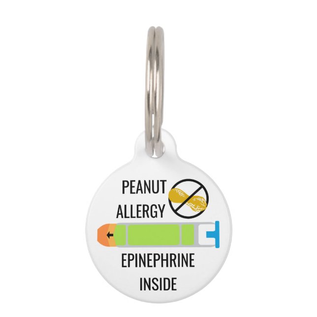 Médaillon Pour Animaux Adrénaline d'allergie d'arachide d'enfants à (Devant)