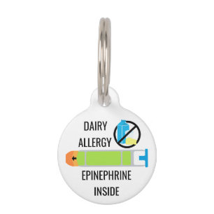 Médaillon Pour Animaux Adrénaline d'allergie de laiterie d'enfants à