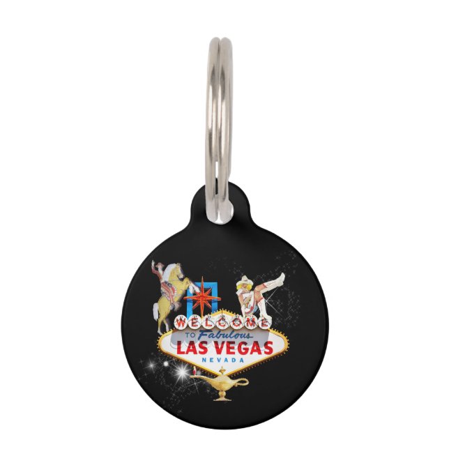 Médaillon Pour Animaux Affiche de bienvenue Las Vegas Sur Arrière - plan  (Devant)
