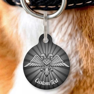 Médaillon Pour Animaux Aigle Gris à deux Têtes
