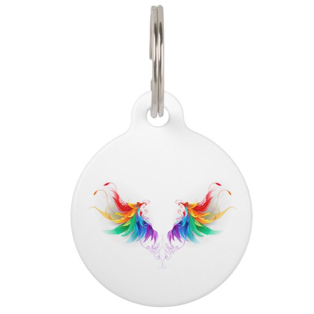 Médaillon Pour Animaux Ailes fluffy arc-en-ciel (Devant)