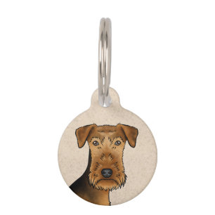 Médaillon Pour Animaux Airedale Terrier mignon Cartoon Chien Gros plan