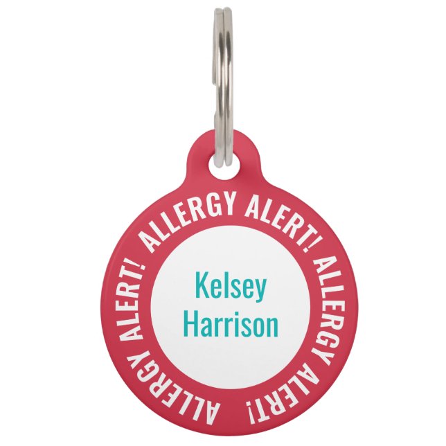 Médaillon Pour Animaux Alerte d'allergie Garde d'enfants personnalisée (Devant)