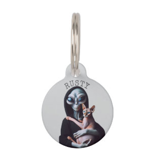 Médaillon Pour Animaux Alien Sphynx Chat Nom personnalisé Numéro d'identi