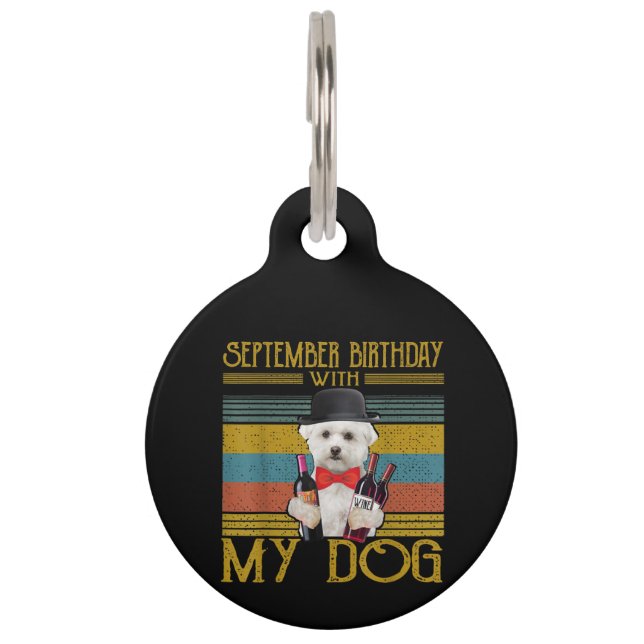 Médaillon Pour Animaux Amateur de Chien | Anniversaire de Septembre Avec  (Devant)