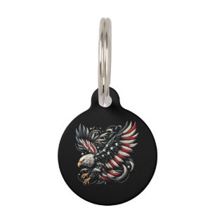 Médaillon Pour Animaux Américain patriote avec aigle et drapeau des États