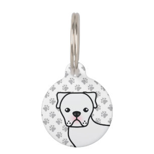 Médaillon Pour Animaux American Bulldog Américain Blanc Chien de Dessin A
