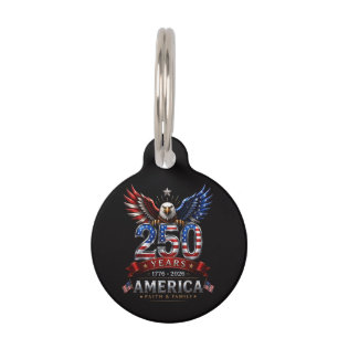 Médaillon Pour Animaux Amérique 250 Aigle Patriotique Foi Famille