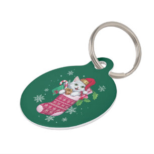 Médaillon Pour Animaux Amoureux des chats Noël Drôle Propriétaire de chat