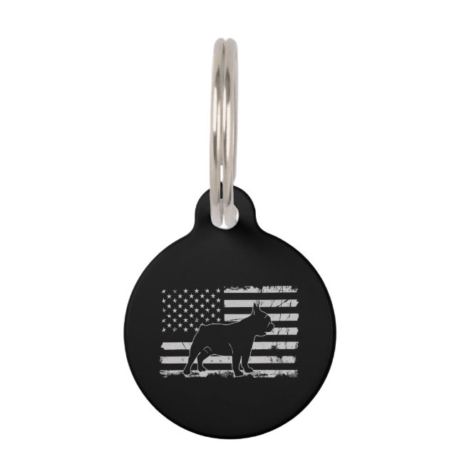 Médaillon Pour Animaux amoureux des chiens | American Flag French Bulldog (Devant)