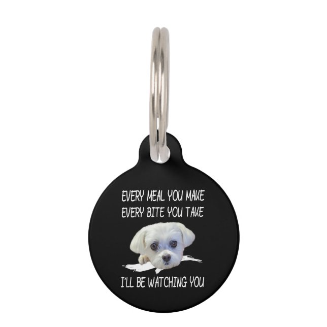 Médaillon Pour Animaux Amoureux des Chiens | Gentil Maltese Chaque Repas  (Devant)