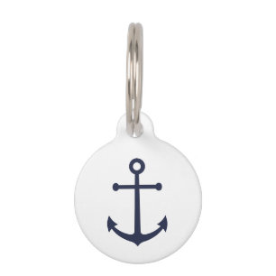 Médaillon Pour Animaux Ancre bleue marine