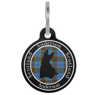 Médaillon Pour Animaux Anderson Tartan & Scottie Dog Personnalisé