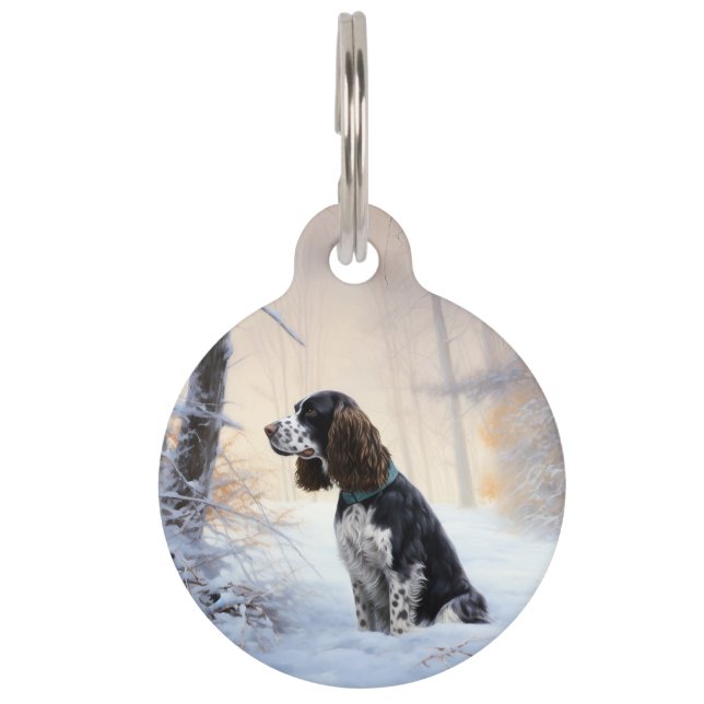 Médaillon Pour Animaux Anglais Springer Spaniel Laissez-le neiger Noël (Devant)