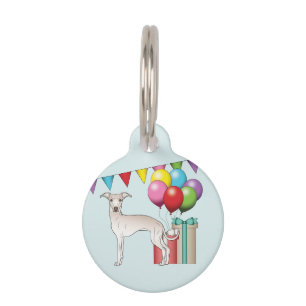Médaillon Pour Animaux Anniversaire Coloré Joyeux Cream Italian Greyhound