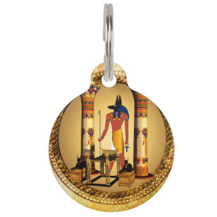 Médaillon Pour Animaux Anubis sur l'arrière - plan d'or